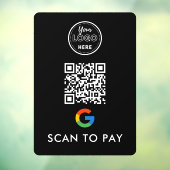 Google Pay QR-code Scannen naar modern Logo zwart Raamsticker (Vel 3)