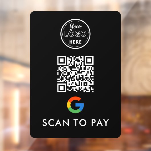 Google Pay QR-code Scannen naar modern Logo zwart Raamsticker (Vel 2)