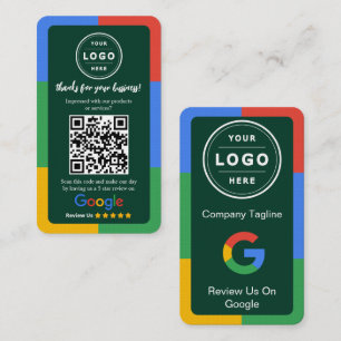 Google Review-aanvraagkaart met logo en QR-code Visitekaartje