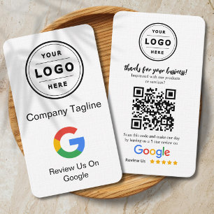Google Review-aanvraagkaart met logo en QR-code Visitekaartje