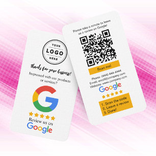 Google Review-aanvraagkaart met logo en QR-code Visitekaartje