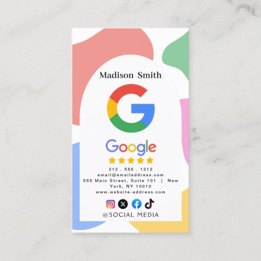 Google Review Avec LOGO QR Code Link Carte de visi (Dos)