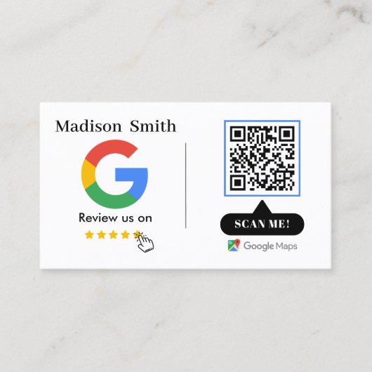Google Review Avec QR Code Link Carte de visite (Devant)