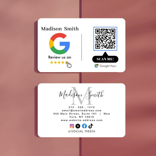 Google Review Avec QR Code Link Carte de visite