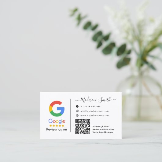 Google Review Avec QR Code Link Carte de visite (Debout devant)