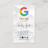 Google Review Avec QR Code Link Carte de visite (Dos)