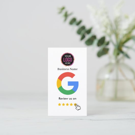 Google Review avec QR Code Link cg Carte de visite (Debout devant)