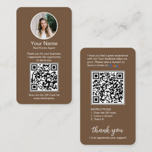 Google Review-bedrijfskaart met foto en QR-code Visitekaartje