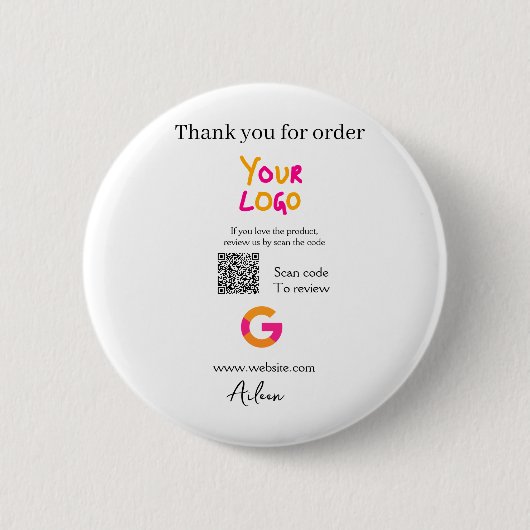Google review bedrijfslogo website scan QR-code Ronde Button 5,7 Cm (Voorkant)