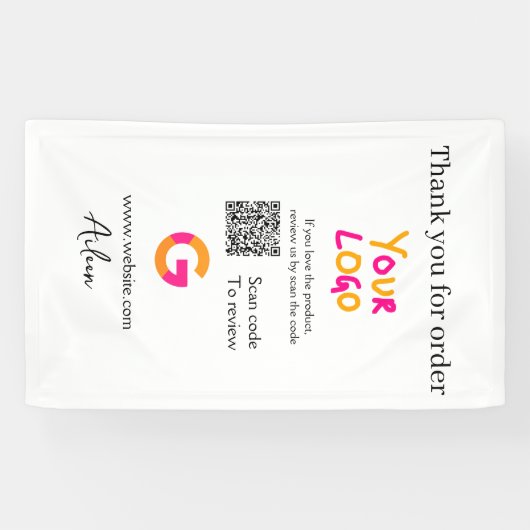 Google review bedrijfslogo website scan QR-code Spandoek (Horizontaal)