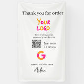 Google review bedrijfslogo website scan QR-code Spandoek (Verticaal)