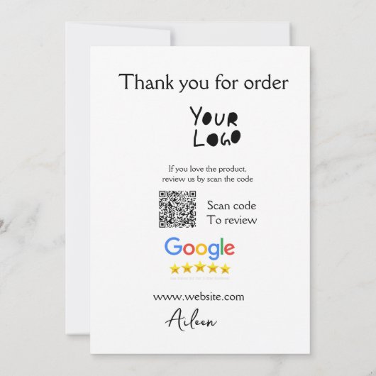 Google review business logo website scan QR-code Kaart (Achterkant)