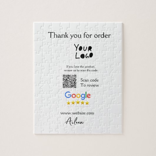 Google review business logo website scan QR-code Legpuzzel (Verticaal)