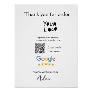Google review business logo website scan QR-code Perfect Poster
