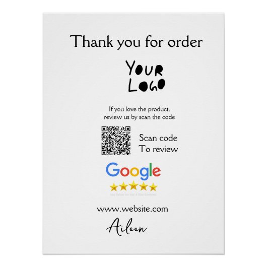 Google review business logo website scan QR-code Perfect Poster (Voorkant)