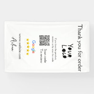 Google review business logo website scan QR-code Spandoek