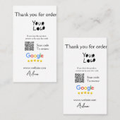 Google review business logo website scan QR-code Visitekaartje (Voorkant / Achterkant)