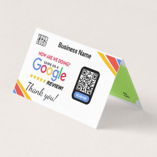 Google Review Gevouwen Kaart QR Sjabloon met Coupo Visitekaartjes