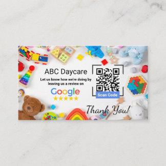 Google Review Kaart voor kinderopvang met QR-code Visitekaartje
