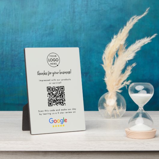 Google Review Link | QR-code Grijze zakelijke Revi Fotoplaat (Zijkant)