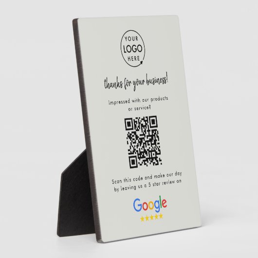 Google Review Link | QR-code Grijze zakelijke Revi Fotoplaat (Zijkant)