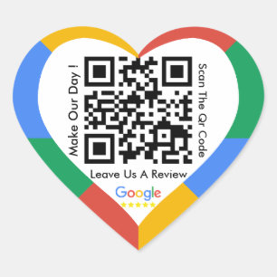 Google Review Link QR Code Heart Sticker