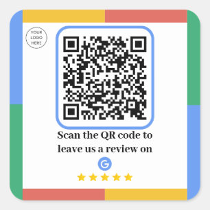 Google Review Link QR Code   Review op Google Vierkante Sticker