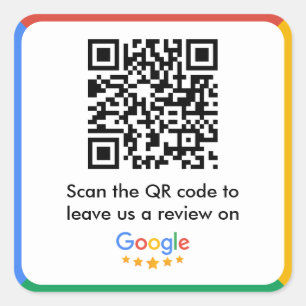 Google Review Link QR Code Vierkante Sticker