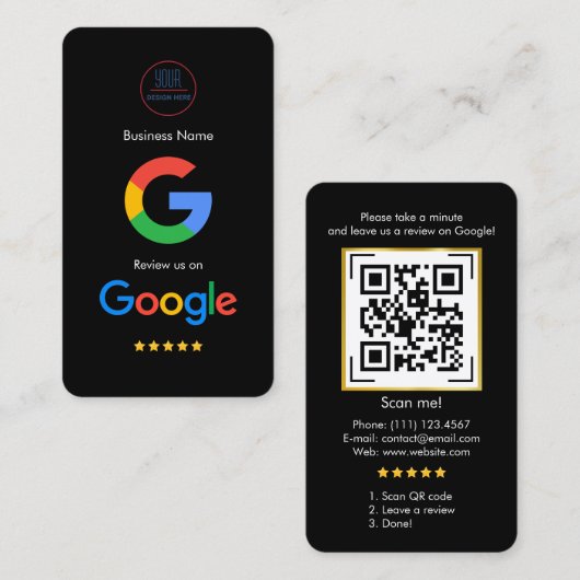Google Review met QR Code Link Visitekaartje (Voorkant / Achterkant)