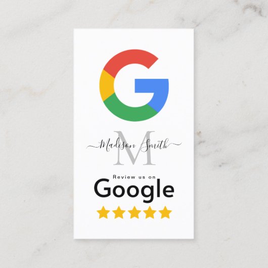 Google Review met QR Code Link Visitekaartje (Achterkant)