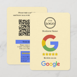 Google Review Met QR-code Link Zakelijke Visitekaa Informatiekaartje