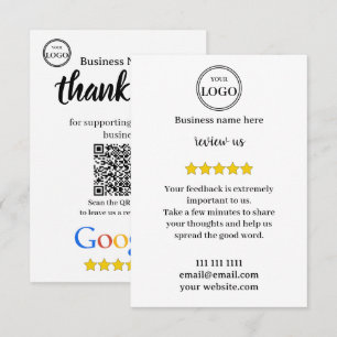 Google Review Met QR Code Link Zakelijke Visitekaa Informatiekaartje