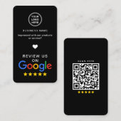 Google Review met QR-code Slank Black Visitekaartje (Voorkant / Achterkant)