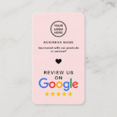 Google Review met QR-code Soft Pink Visitekaartje (Voorkant)