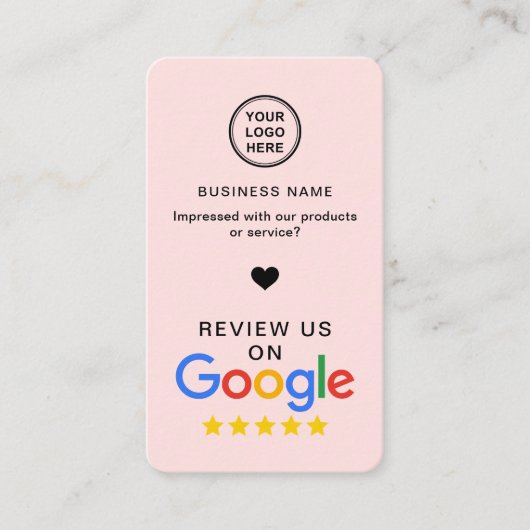 Google Review met QR-code Soft Pink Visitekaartje (Voorkant)