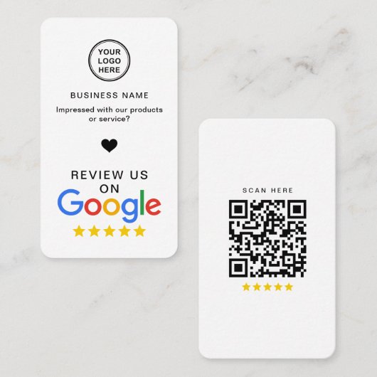 Google Review met QR-code stijlvol modern Visitekaartje (Voorkant / Achterkant)