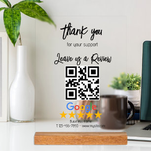 Google Review Mijn Bedrijf Zwart QR Code Acryl Bord
