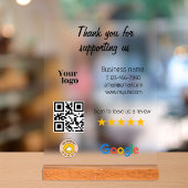 Google Review Mijn Bedrijf Zwart QR Code Logo Acryl Bord