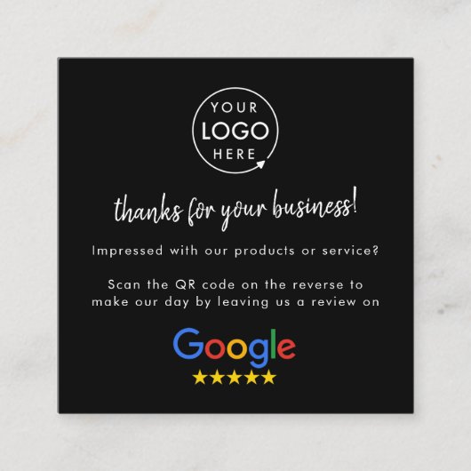 Google Review ons Black Business Hartelijk dank vo Vierkante Visitekaartje (Voorkant)