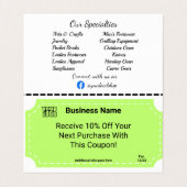 Google Review Plier Carte QR Modèle avec coupon (Intérieur déplié)