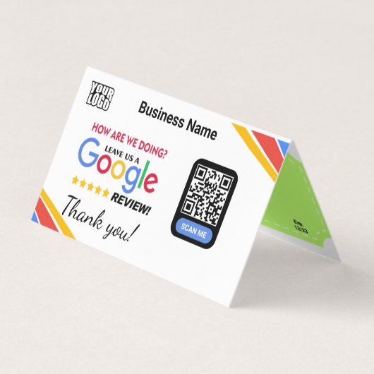 Google Review Plier Carte QR Modèle avec coupon (Devant)