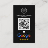 Google Review QR-code Bedankt Slank Zwart Visitekaartje (Voorkant)