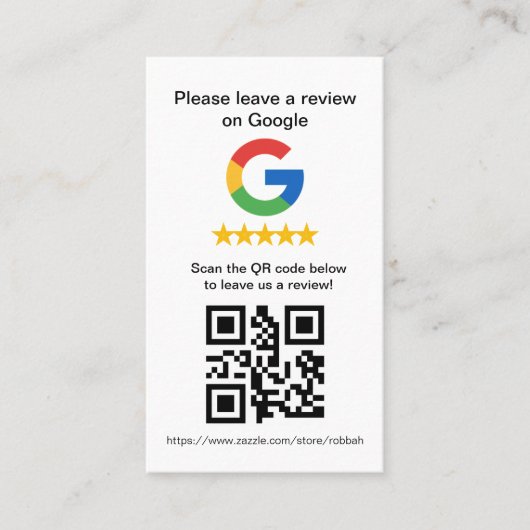 Google Review QR Code Cards,Review Sign Visitekaartje (Voorkant)