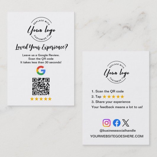 Google Review QR Code Customer Feedback request Visitekaartje (Voorkant / Achterkant)