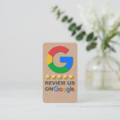 Google Review QR Code Kraft Rustic Tap naar Review Visitekaartje (Staand voorkant)