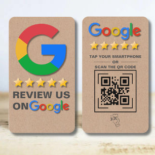 Google Review QR Code Kraft Rustic Tap naar Review Visitekaartje