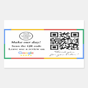 Google Review QR Code Rechthoekige Sticker