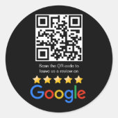 Google Review QR Code Scan Me Ronde Sticker (Voorkant)