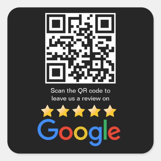 Google Review QR Code Scan Me Vierkante Sticker (Voorkant)