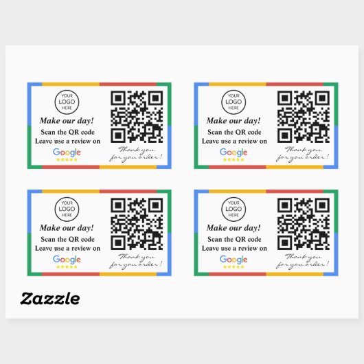Google Review QR Code Sticker rectangulaire (Feuille)